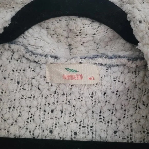 Hummingbird Gray and Cream Cardigan Sweater - Picture 3 of 4